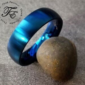 Men's Matte Blue Promise Ring - Guys Blue Promise Ring - Pinky Promise Ring